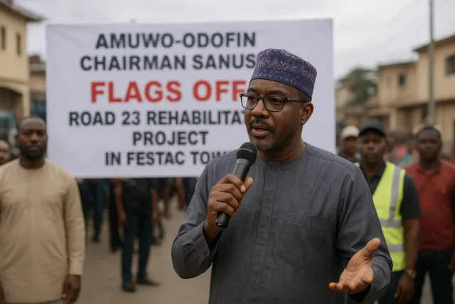 Amuwo-Odofin Chairman Sanusi Flags Off Road 23 Rehabilitation Project in FESTAC Town